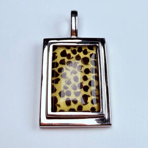 SETA Leopard Print Frame Avant Garde Sterling Silver 925 VTG 80's Glam Pendant
